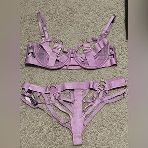 Victoria’s Secret Strappy Lilac Cage Bra and Panty Set- 34B + S